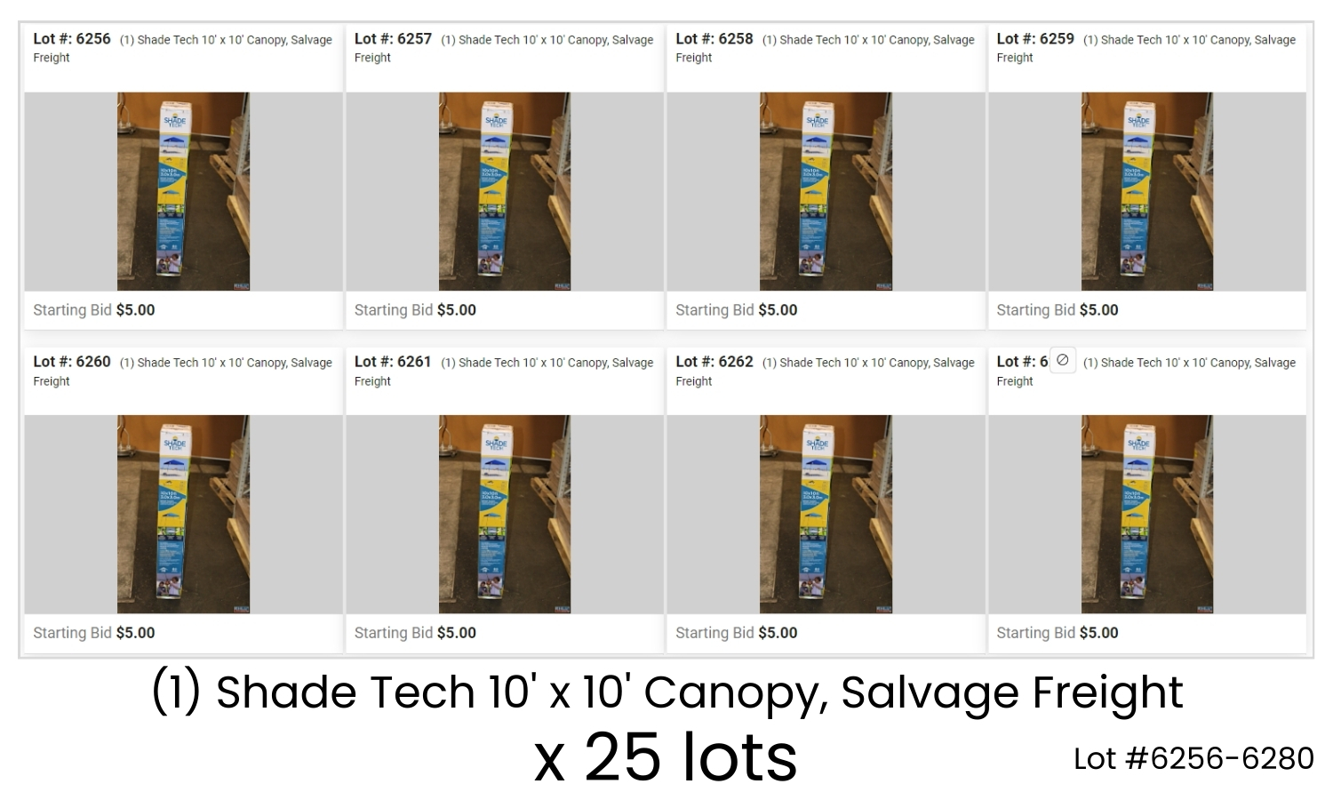 (1) Shade Tech 10' x 10' Canopy, Salvage Freight